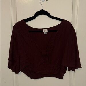 a new day Burgundy Crop Top